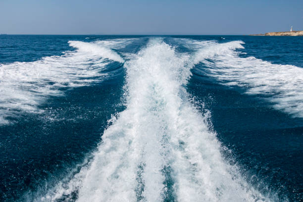 istock View water stream behind the speed boat 1342509944