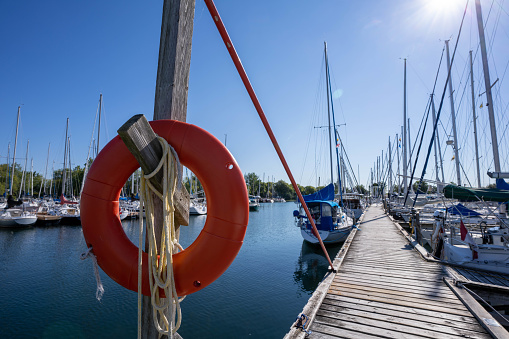 life buoy at a yacht port