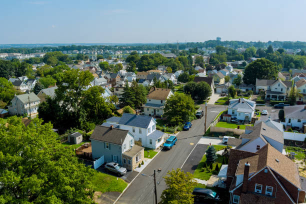 Sayreville NJ town aerial panoramic view is a small town Sayreville NJ town aerial panoramic view is a small town in USA rural main street stock pictures, royalty-free photos & images