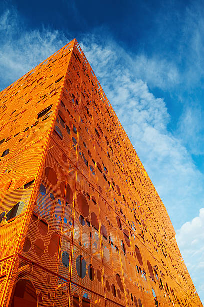 Modern orange building stock photo
