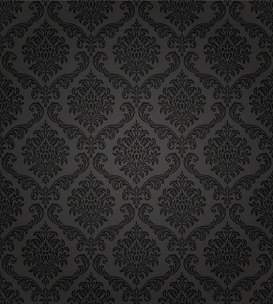 ilustrações de stock, clip art, desenhos animados e ícones de papel de parede sem costura damascena - wallpaper pattern old fashioned black renaissance