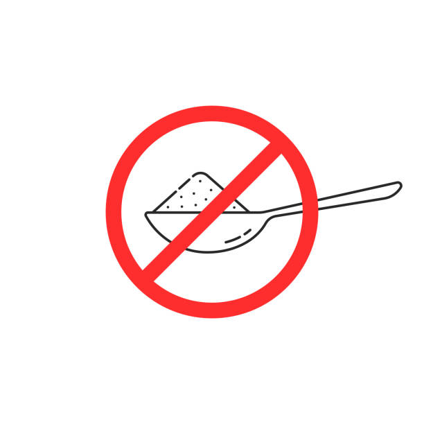 ilustrações de stock, clip art, desenhos animados e ícones de no sugar icon with thin line teaspoon - sugar spoon salt teaspoon