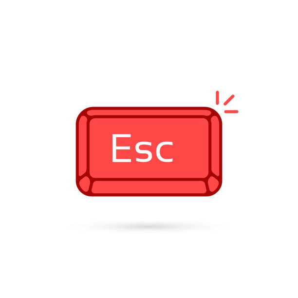 간단한 빨간색 esc 키 또는 이스케이프 버튼 - escape key pc computer key computer stock illustrations