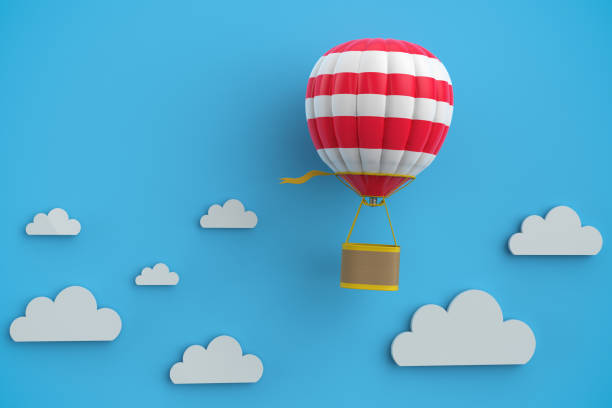 istock hot air balloon with cloud on blue sky 1342530404