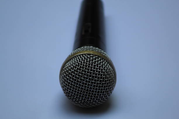 istock Audio Recording Equipment vocal Microphone on the white background podcast and singing concept 1342531973