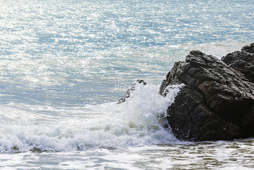 sea waves against rocks in the sea ,nature background,sea beach