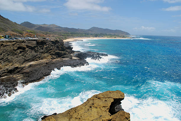 halona sfiatatoio e la costa di o'ahu - hanauma bay hawaii islands oahu bay foto e immagini stock