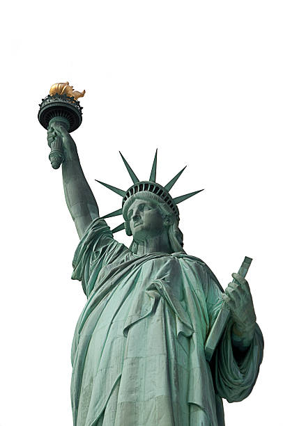 Statue of liberty, Paris, isolated on white, clipping path inside