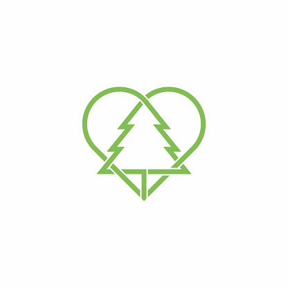 Pine tree with love sahep design for nature logo inspiration