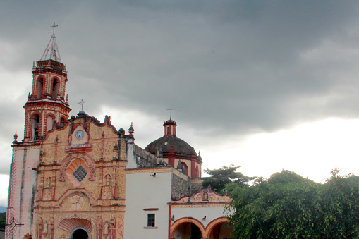 Franciscan mission in the center of the magical town Jalpan de Serra in the Sierra Gorda de Querétaro