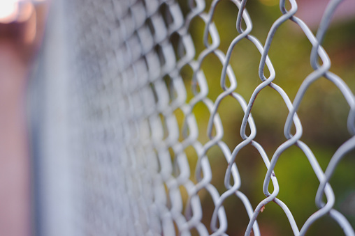 Close-up wire mesh fence, Metal mesh. Selective focus.
