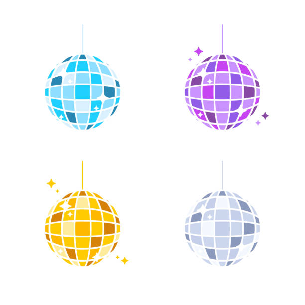 Disco ball vector. colorful glass balls for party night celebration Disco ball vector. colorful glass balls for party night celebration disco ball stock illustrations