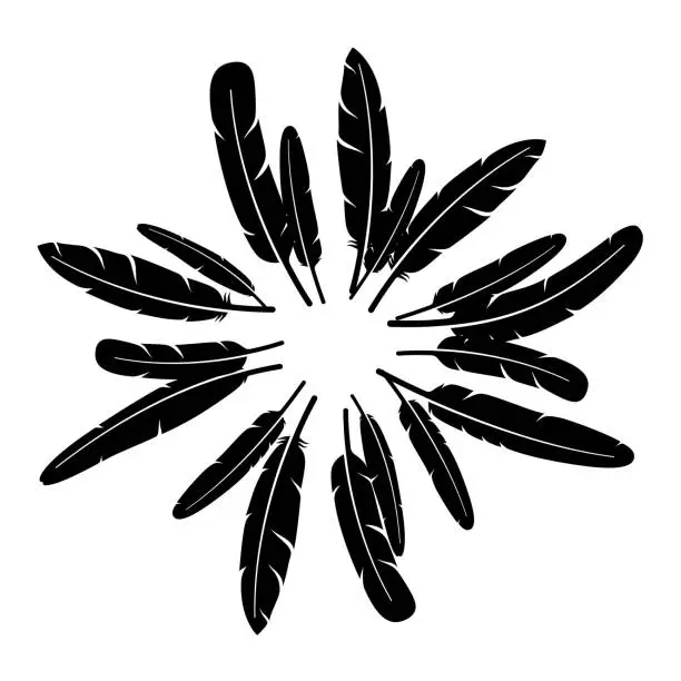 Vector illustration of Flower made of feathers, vector illustration