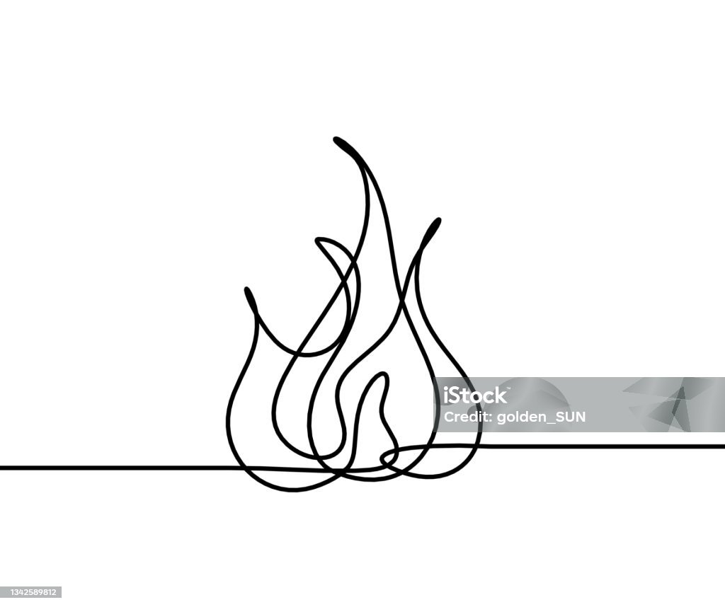 Drawn Fire Line Abstract Fire As Line Drawing On White Background Stock Illustration ...