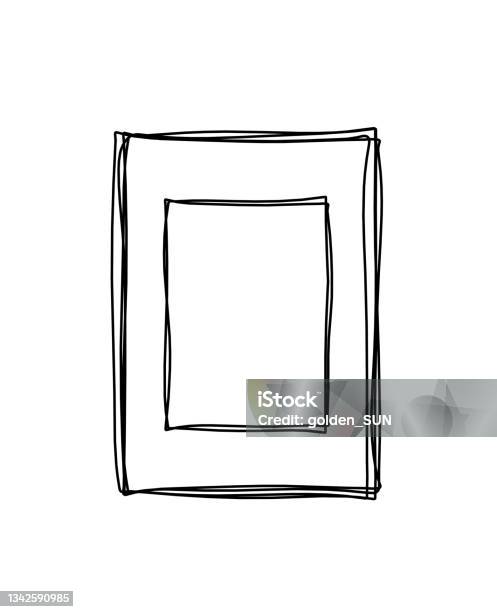 Basic Drawing Line Frame Abstract Frame For Picture As Line Drawing On White As Background Stock ...