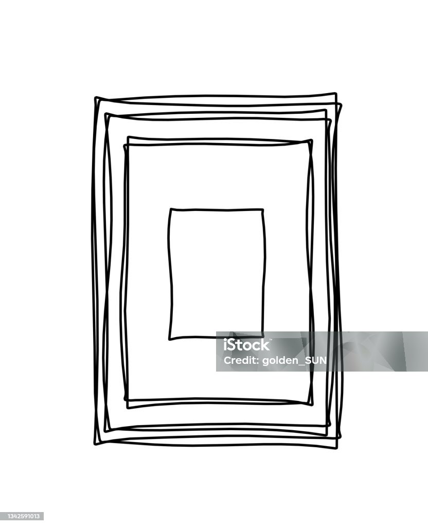 Basic Drawing Line Frame Abstract Frame For Picture As Line Drawing On White As Background Stock ...