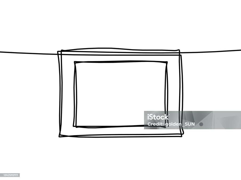 Basic Drawing Line Frame Abstract Frame For Picture As Line Drawing On White As Background Stock ...