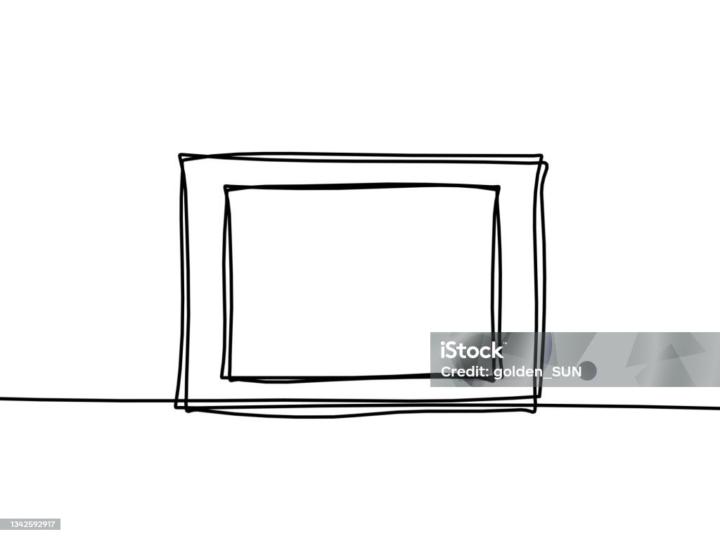 Basic Drawing Line Frame Abstract Frame For Picture As Line Drawing On White As Background Stock ...