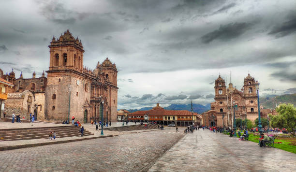 Cusco Cathedral, Plaza de Armas of Cuzco in Peru Cusco Cathedral, Plaza de Armas of Cuzco in Peru peru city stock pictures, royalty-free photos & images