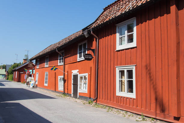 street view of garvaregarden, museum and former artisan farm in trosa, sweden. - falun imagens e fotografias de stock