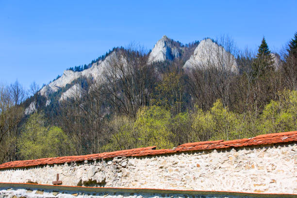 14th century Red Monastery, surrounding wall and view on Three Crowns Massif, Slovakia