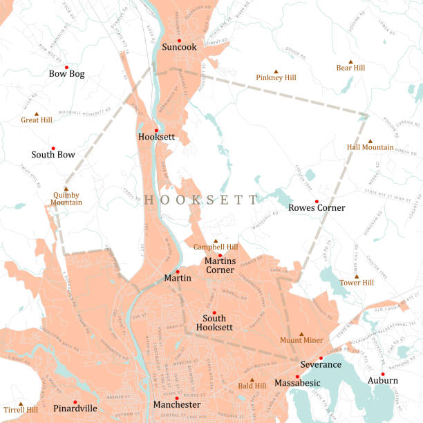 nh merrimack hooksett vector mapa drogowa - manchester city stock illustrations