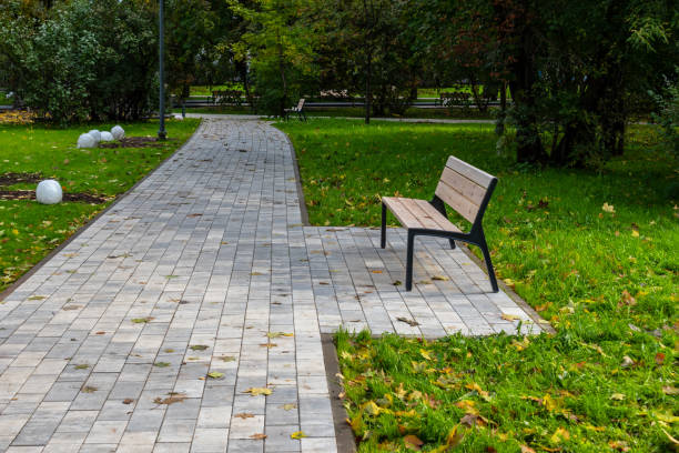 istock Empty bench in the park at autumn. 1342607634