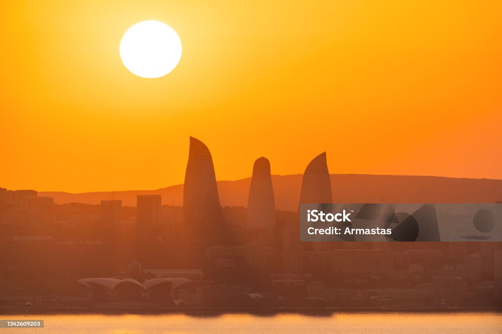 Sunset on the Baku city Baku Stock Photo