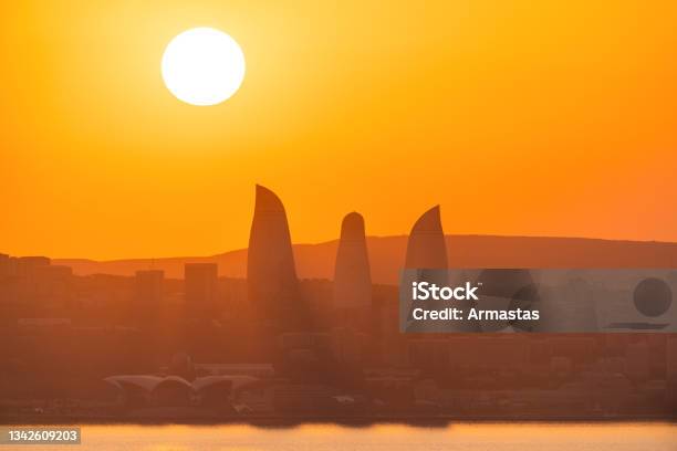 Sunset On The Baku City Stock Photo - Download Image Now - Baku, Cityscape, Bay of Water