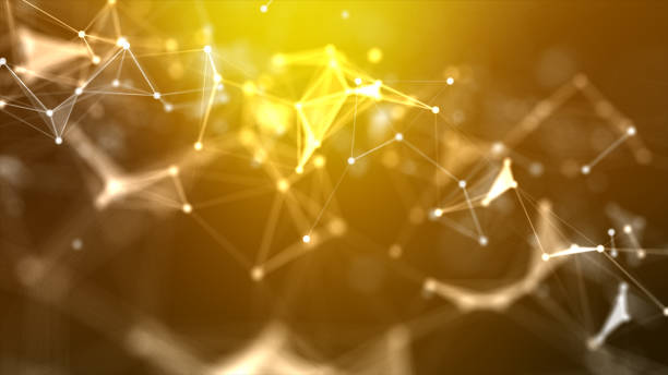 istock Abstract background Dot and connect line for cyber technology futuristic and network connection concept with dark and grain processed wide screen ratio 1342610300