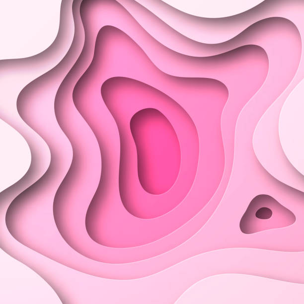 istock Paper cut background - Pink abstract wave shapes - Trendy 3D design 1342615167