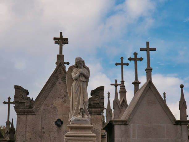 Mutilated angel statue in a cemetery.