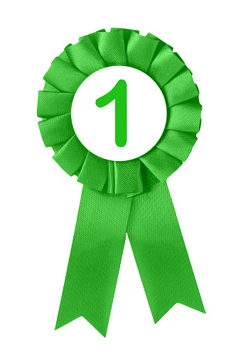 Green medal isolated against white background  Number 1