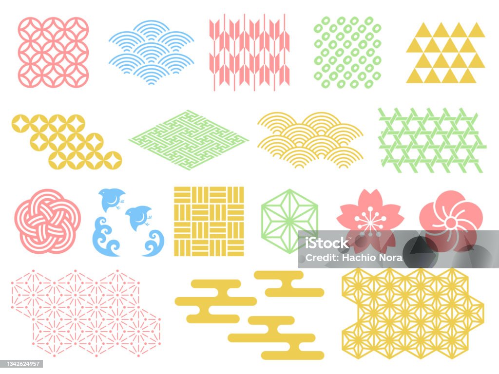 Japanes Pattern Decow Code Illustration Set Of Japanese Pattern Decorations Stock Illustration ...