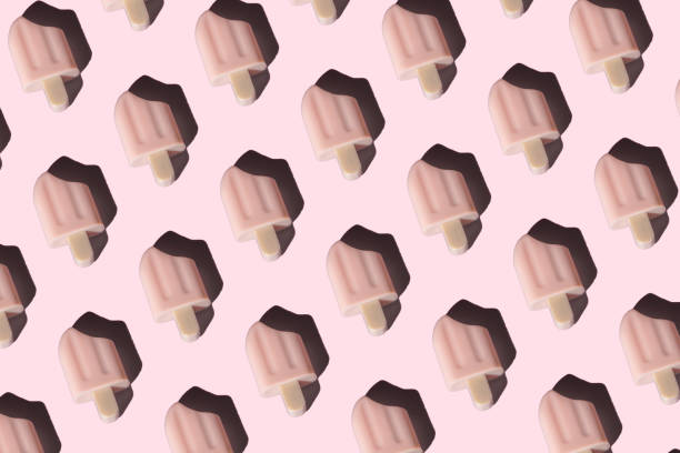 istock Creative layout of pink ice cream on pastel pink background. Seamless pattern with shadow. Top view. Flat lay 1342627595