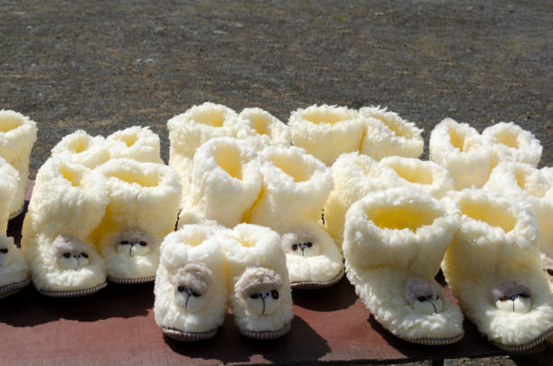baby ram wool boots stock photo