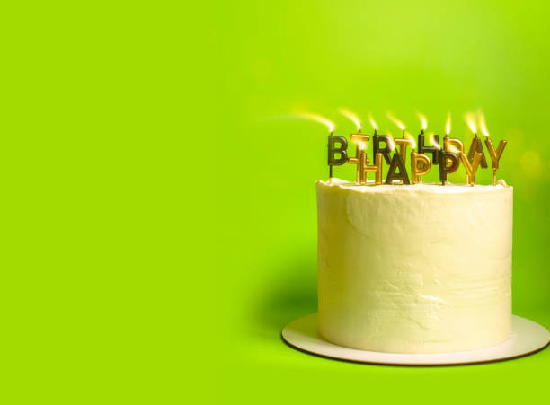 istock Birthday cake with burning candles 1342628989