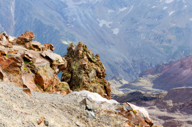 large boulders in the caucasus mountains stock photo