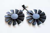 Black cooler for computer or cooling system, cpu fan isolated on white background