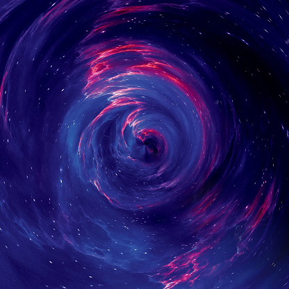 Black hole universe galaxy wormhole, Parallel world, matter absorption, Universal chaos nebula of stars abstract cosmos background, tornado of stars