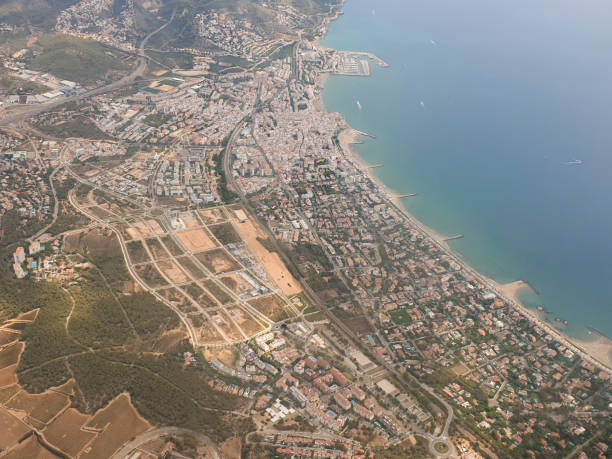 istock Aerial view on beautiful Sitges town in summer, Spain 1342657741