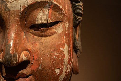 Ancient China Temple Buddha Statue Head