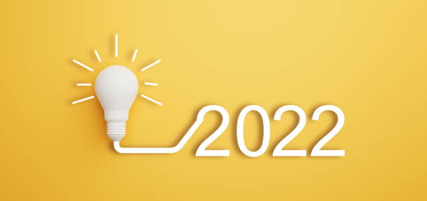 istock White lightbulb connect to 2022 year for creative thinking idea for start new year on yellow background by 3d rendering. 1342683032