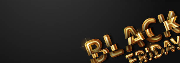 istock Black Friday. Sale. Illustration lettering golden color on dark background. 1342684143