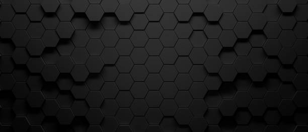 Abstract octagons dark 3d background. Black geometric background for design. 3d