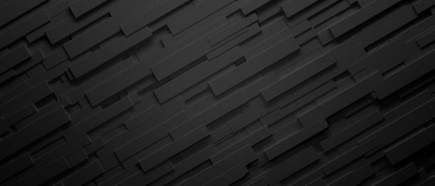 istock Black abstract geometric background. New design for presentation, banner, website. Layered texture.  3d illustration 1342687517