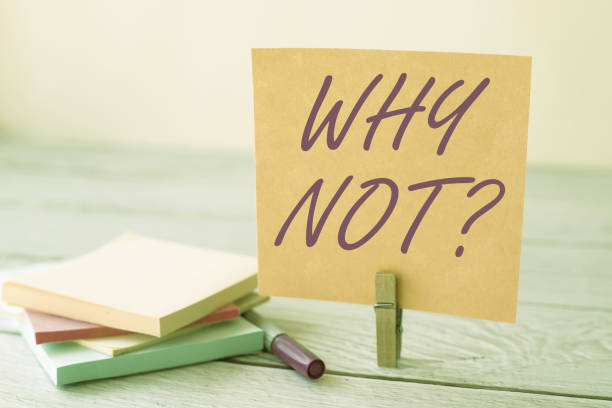 Sign displaying Why Notquestion, Concept meaning it is used to make a suggestion or to express agreement Blank Sticky Note Laundry Clip Stack Of Colorful Paper Pen Placed On Desk.