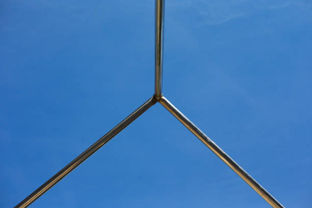 istock Geometric shape made with aluminum bars.  Urban geometry 1342708692