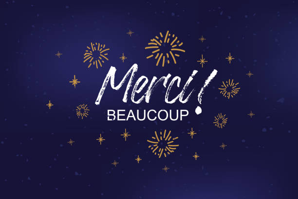 istock Hand sketched Merci beaucoup text as logotype, badge and icon. Merci postcard, invitation, poster, banner template. Merci lettering typography. Merci card 1342709592