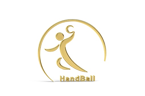 Golden 3d handball icon isolated on white background - 3D render